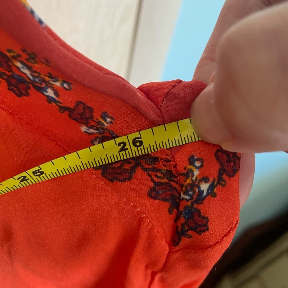 FREE PEOPLE Positano Printed Blouse in Red Orange Floral Sz Large - Picture 11 of 12